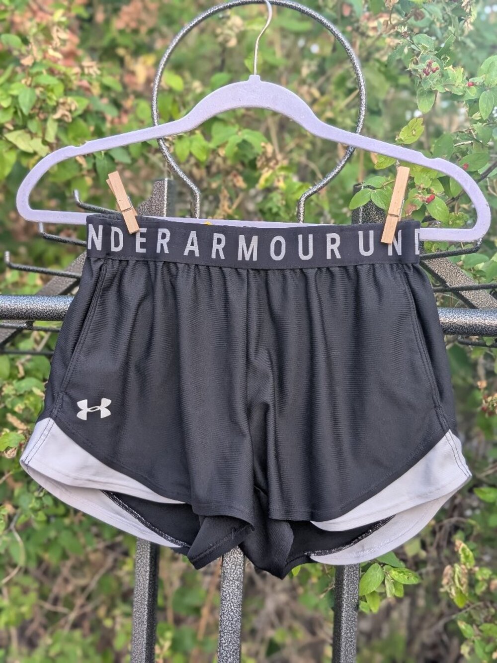 Under Armour Women’s Small Play Up 3.0 Black Gray Athletic Running Shorts Run